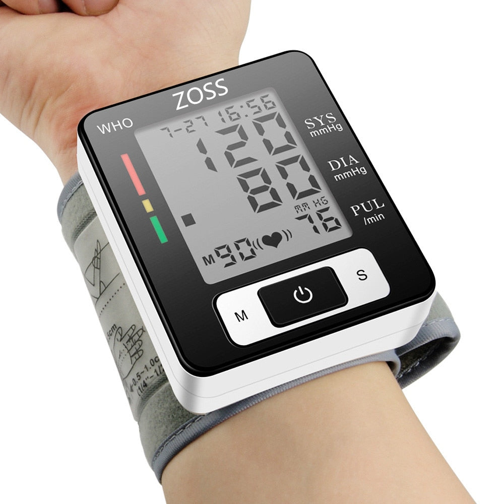ZOSS English or Russian Voice Cuff Wrist Sphygmomanometer Blood Presure Meter Monitor Heart Rate Pulse Portable Tonometer BP - faisal Brainx AC