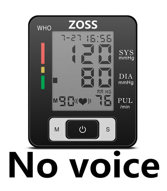 ZOSS  English or Russian Voice Cuff Wrist Sphygmomanometer Blood Presure Meter Monitor Heart Rate Pulse Portable Tonometer BP - faisal Brainx AC