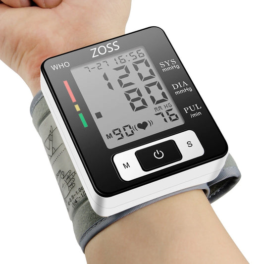 ZOSS  English or Russian Voice Cuff Wrist Sphygmomanometer Blood Presure Meter Monitor Heart Rate Pulse Portable Tonometer BP - faisal Brainx AC
