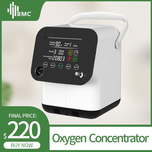 BMC Portable Oxygen Concentrator Mini Oxygen Machine 1-6L/min Adjustable For Sleep Air Purifier Household Health Monitor - faisal Brainx AC